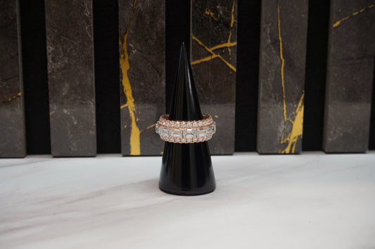 Emerald-Cut & Pavé Diamond Band Ring