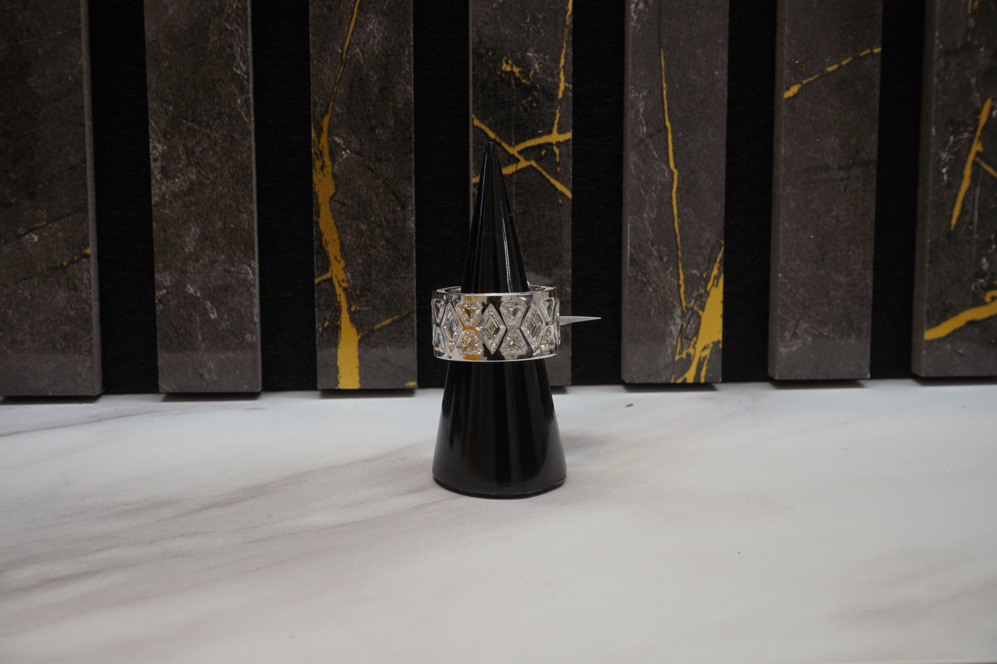 Kite-Cut Diamond Geometric Band Ring