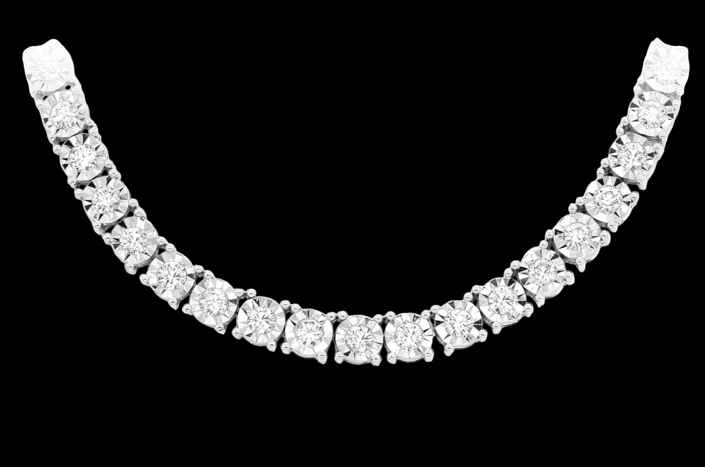 12pt Miracle-Set Diamond Tennis Necklace - 12ctw