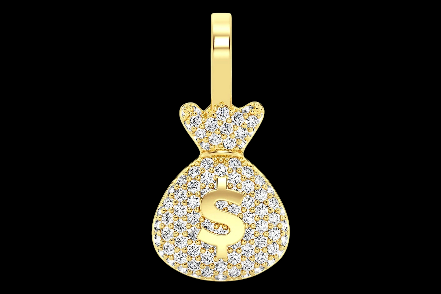 Money Bag Diamond Pendant - Solid 14K Gold