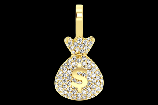 Money Bag Diamond Pendant - Solid 14K Gold