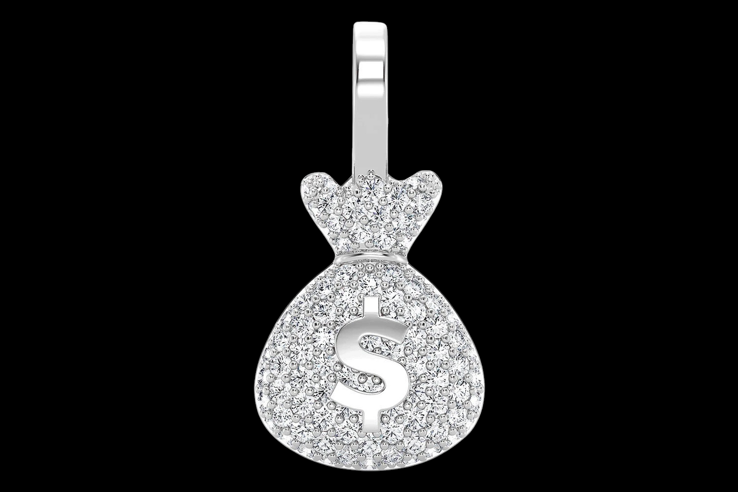 Money Bag Diamond Pendant - Solid 14K Gold