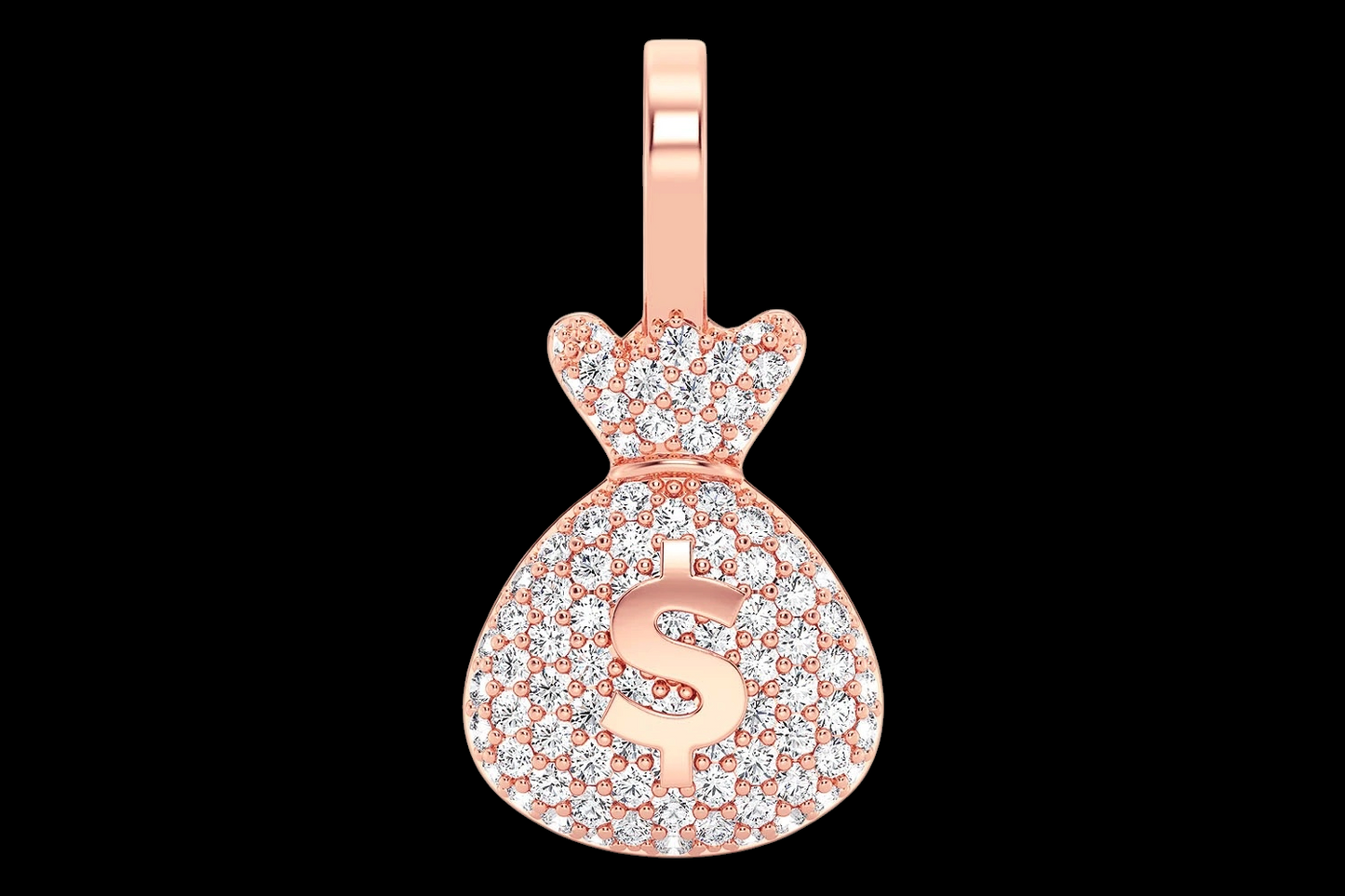 Money Bag Diamond Pendant - Solid 14K Gold