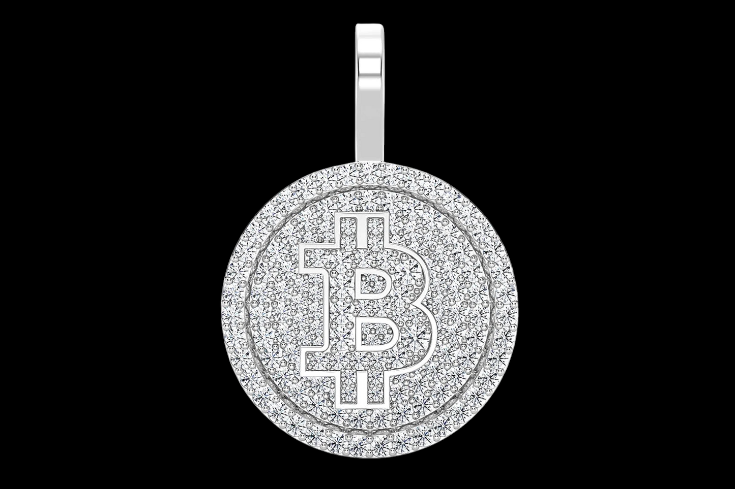 Bitcoin Diamond Disc Pendant - Solid 14K Gold