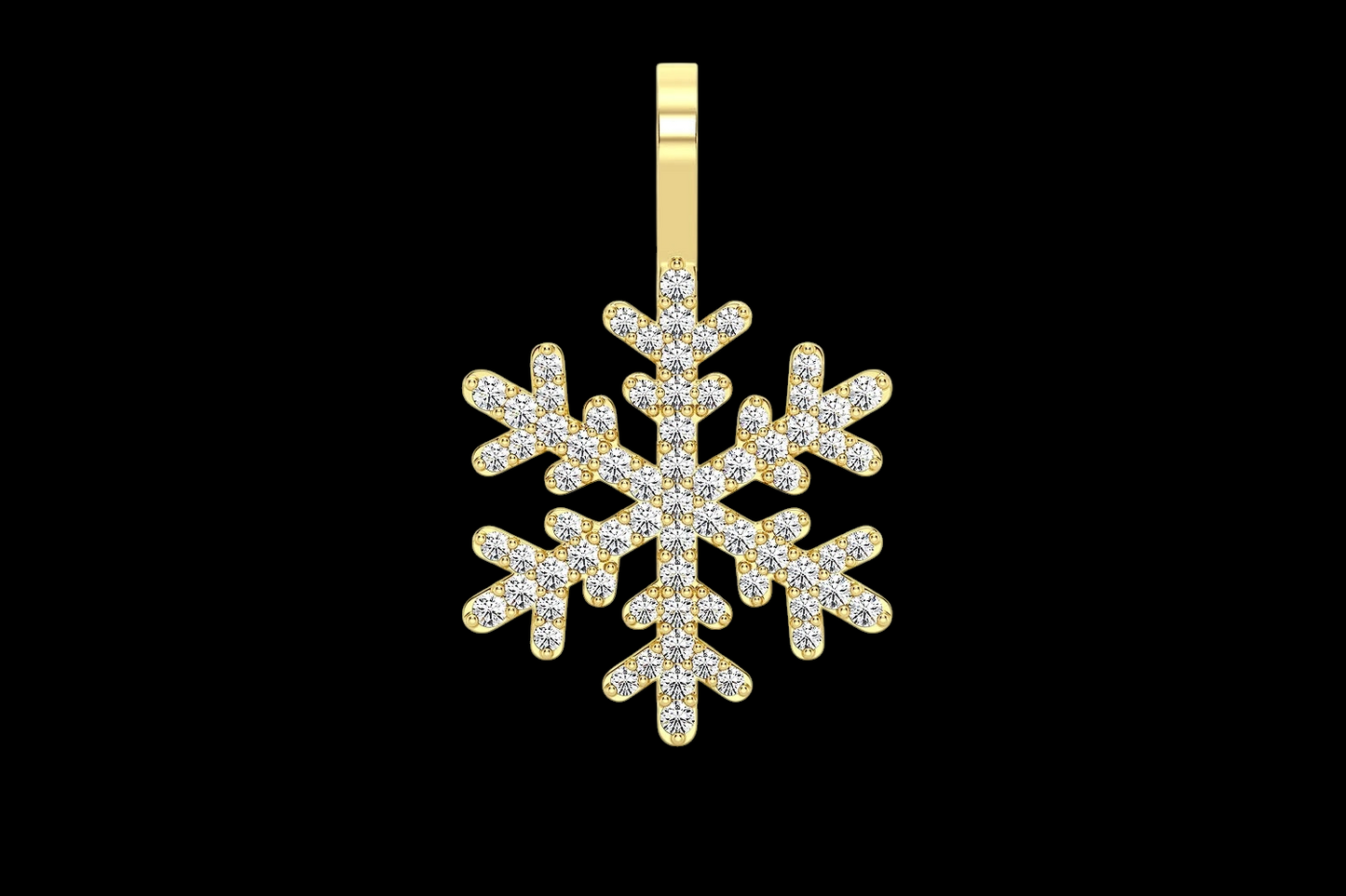 Snowflake Diamond Pendant - Solid 14K Gold