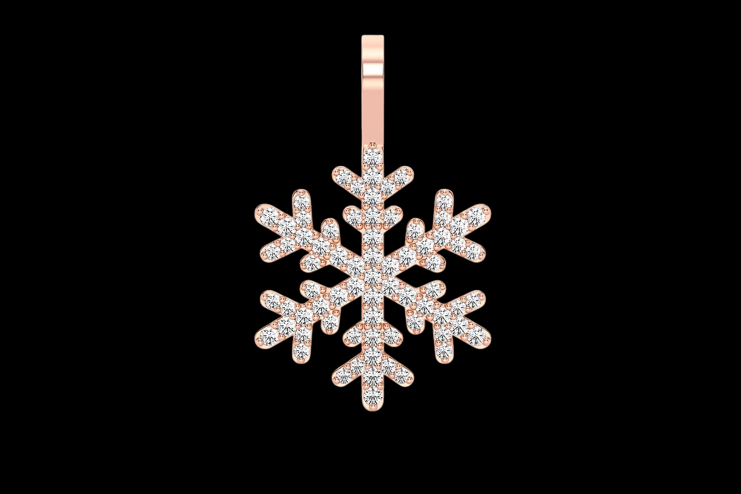Snowflake Diamond Pendant - Solid 14K Gold