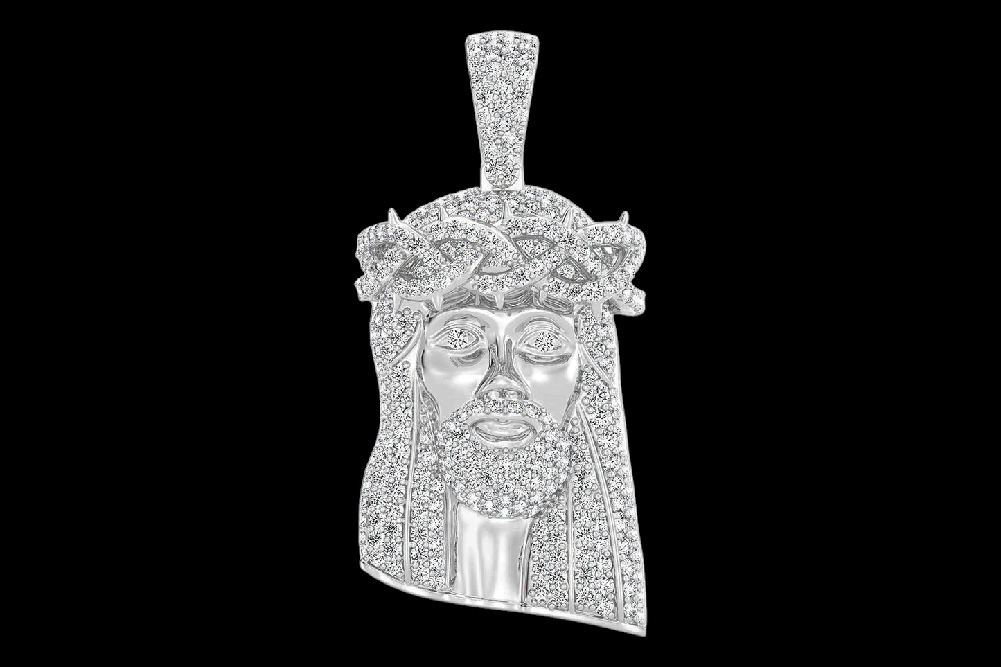Jesus Head Diamond Pendant - Solid 14K Gold
