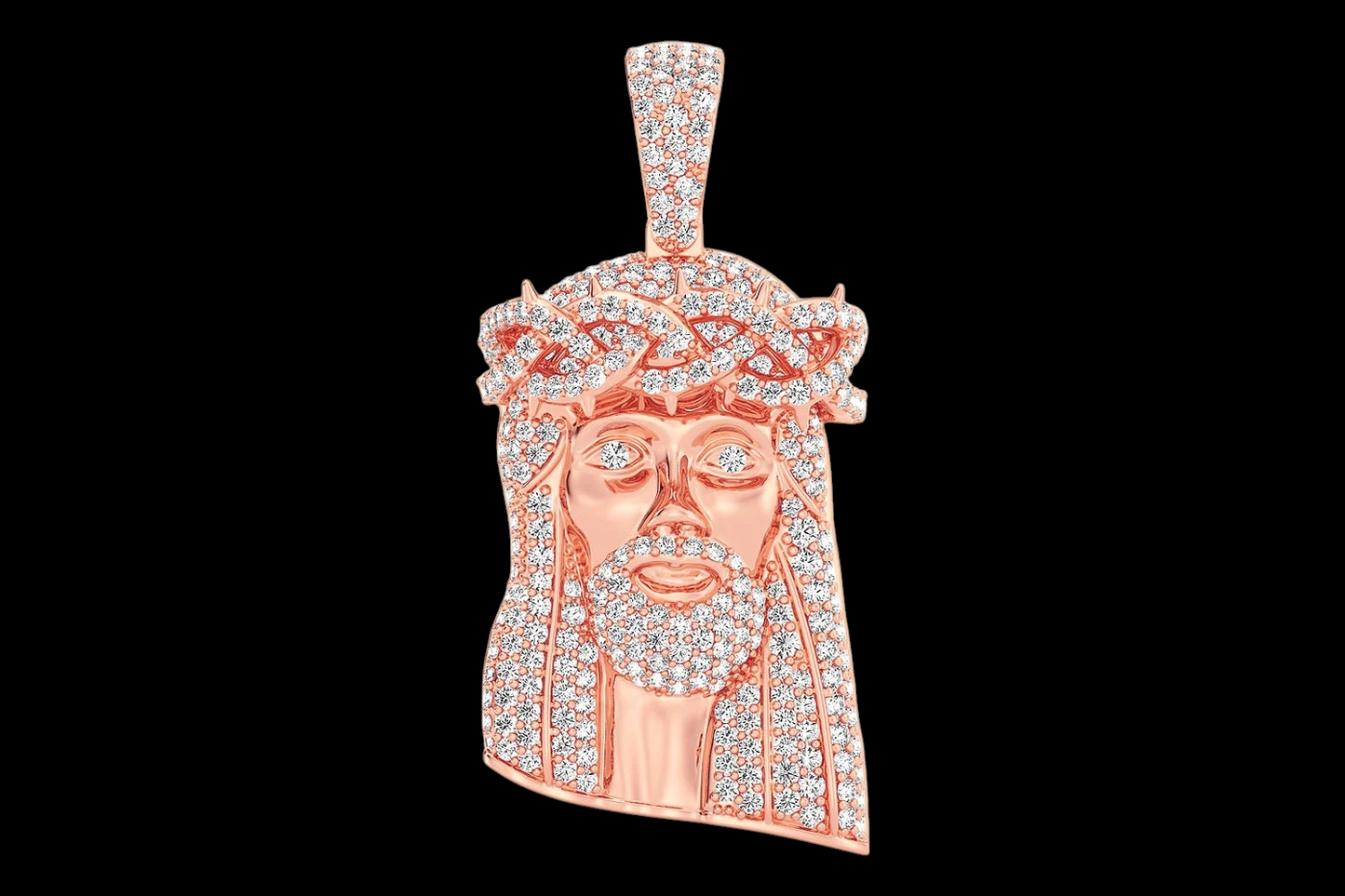 Jesus Head Diamond Pendant - Solid 14K Gold